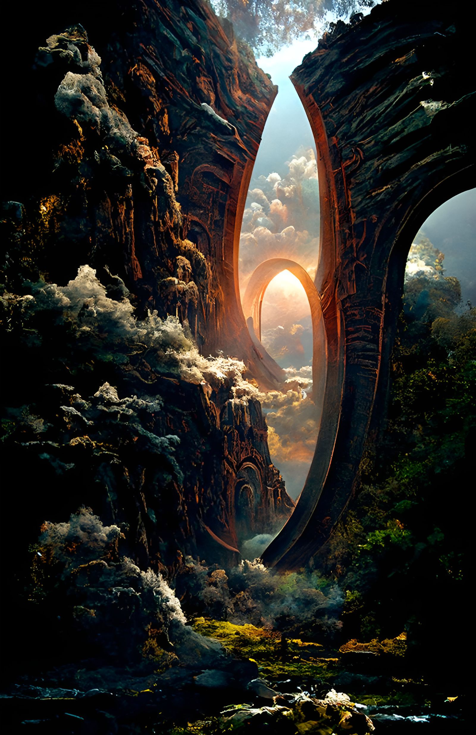 Stargate to Mechanical Alien World: 3D Rendering
