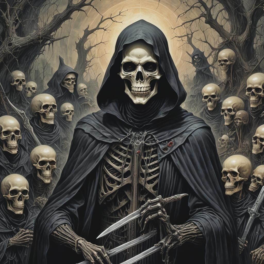 Grim Reaper Portrait in Hyperrealistic Fantasy Style