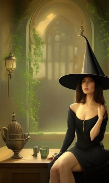 Medieval Witch Portrait in Hyperdetailed Digital Art