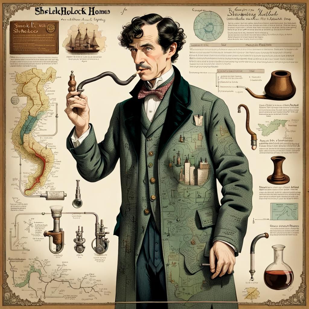 Detailed Scientific Chart of Sherlock Holmes as Infographic