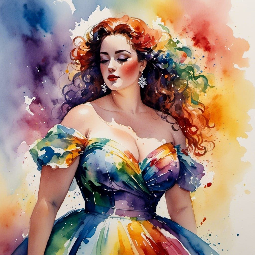 Rainbow Dress Watercolour Painting