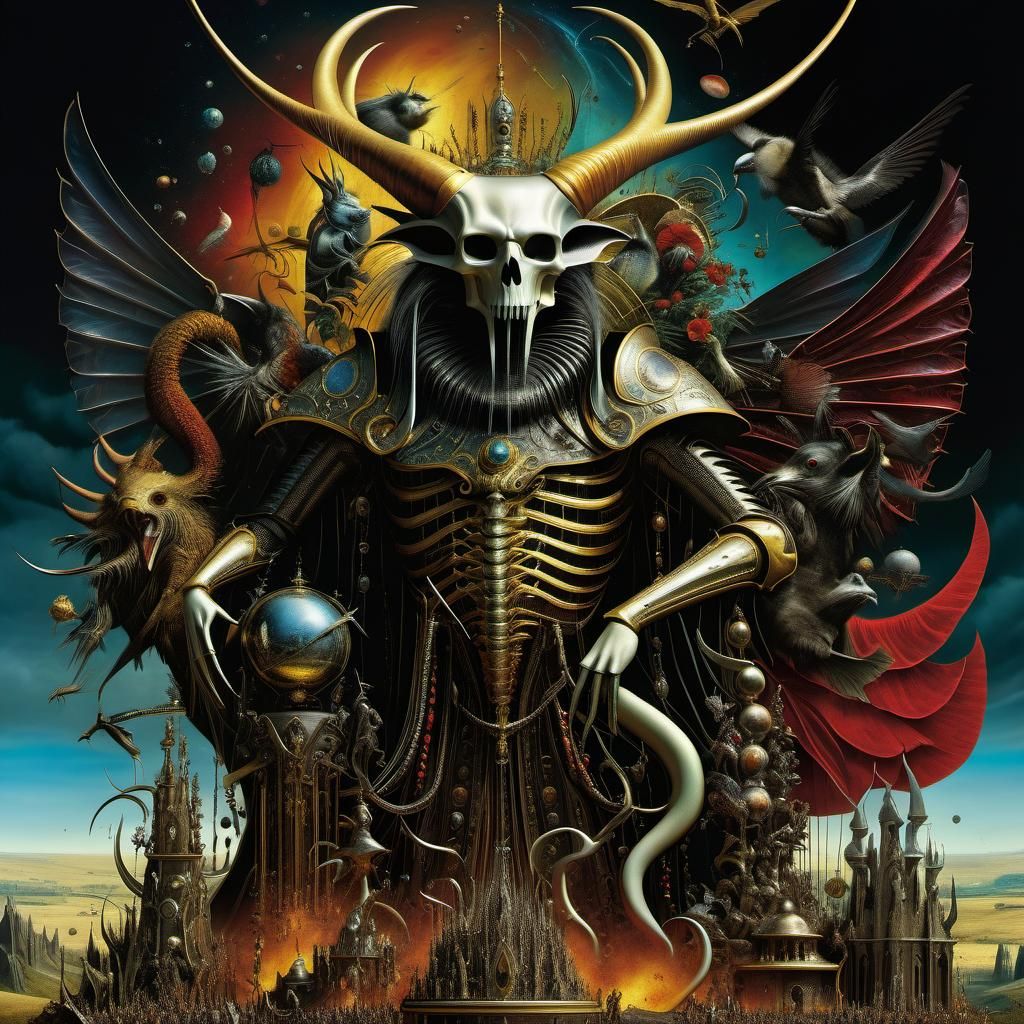 Dark Fantasy Holographic Illustration in Style of Bosch