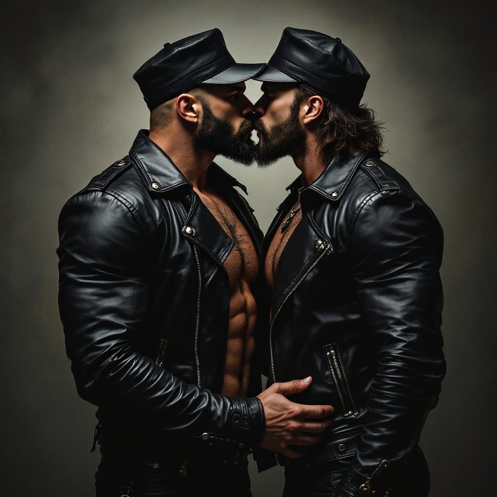 Erotic Men in Leather, Inspired by Tom of Finland's Hyper-Ma...