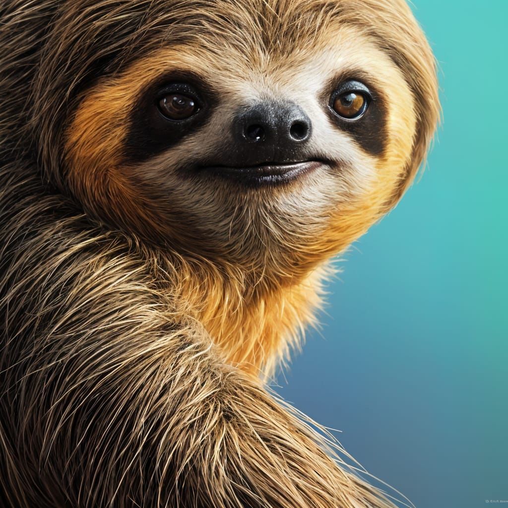 Hyperrealistic Sloth Splash Art in Dramatic Lighting