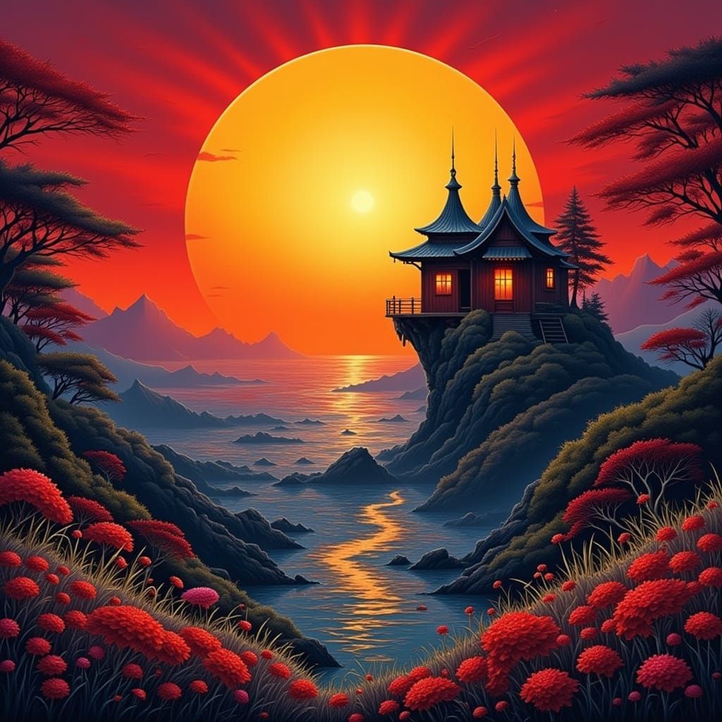 The House of the Rising Sun in Red Flux Style