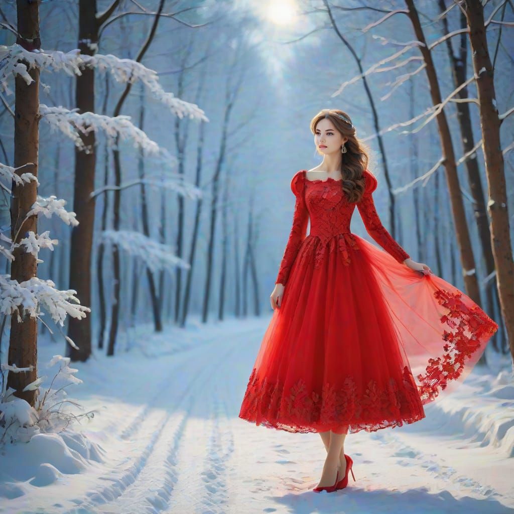 Woman and Child in Tulip Field on Sunny Day