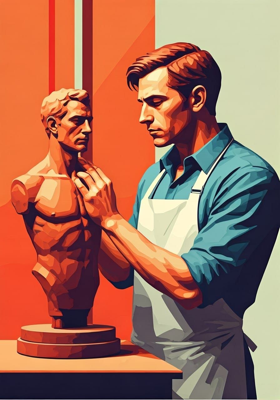 Sculptor Creates Self-Portrait in Pop Art Style