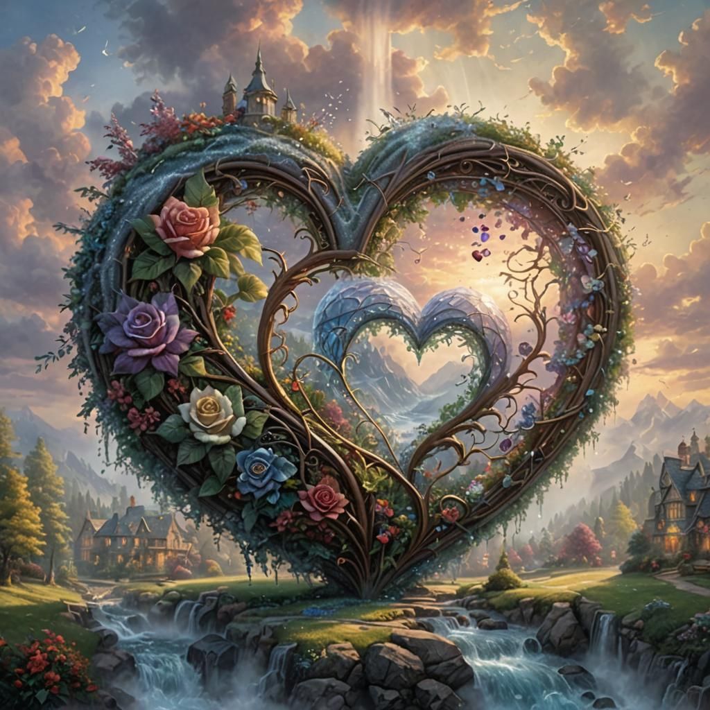 Ethereal Crystal Heart in Hyperdetailed Fantasy Style