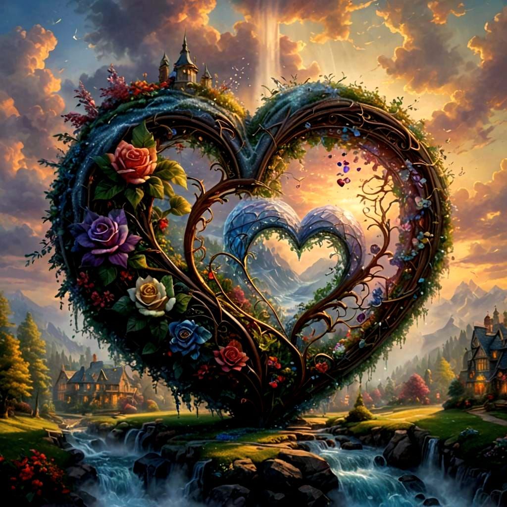 Ethereal Crystal Heart in Hyperdetailed Fantasy Style