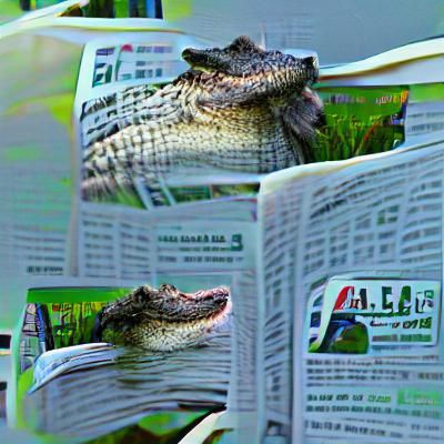 Alligator Reads Newspaper in Humorous Scene