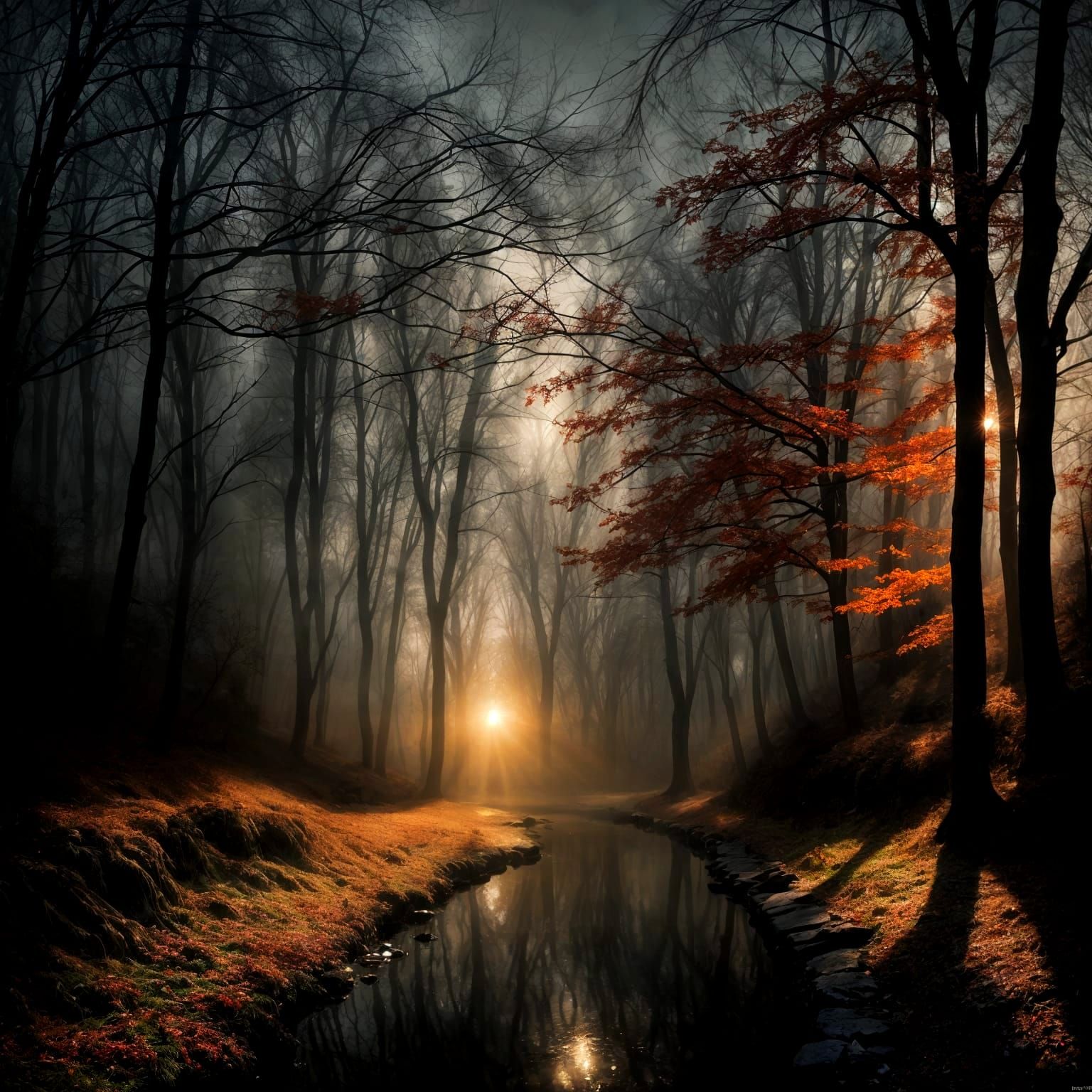 Seasons Merge in a Foggy, Detailed Landscape