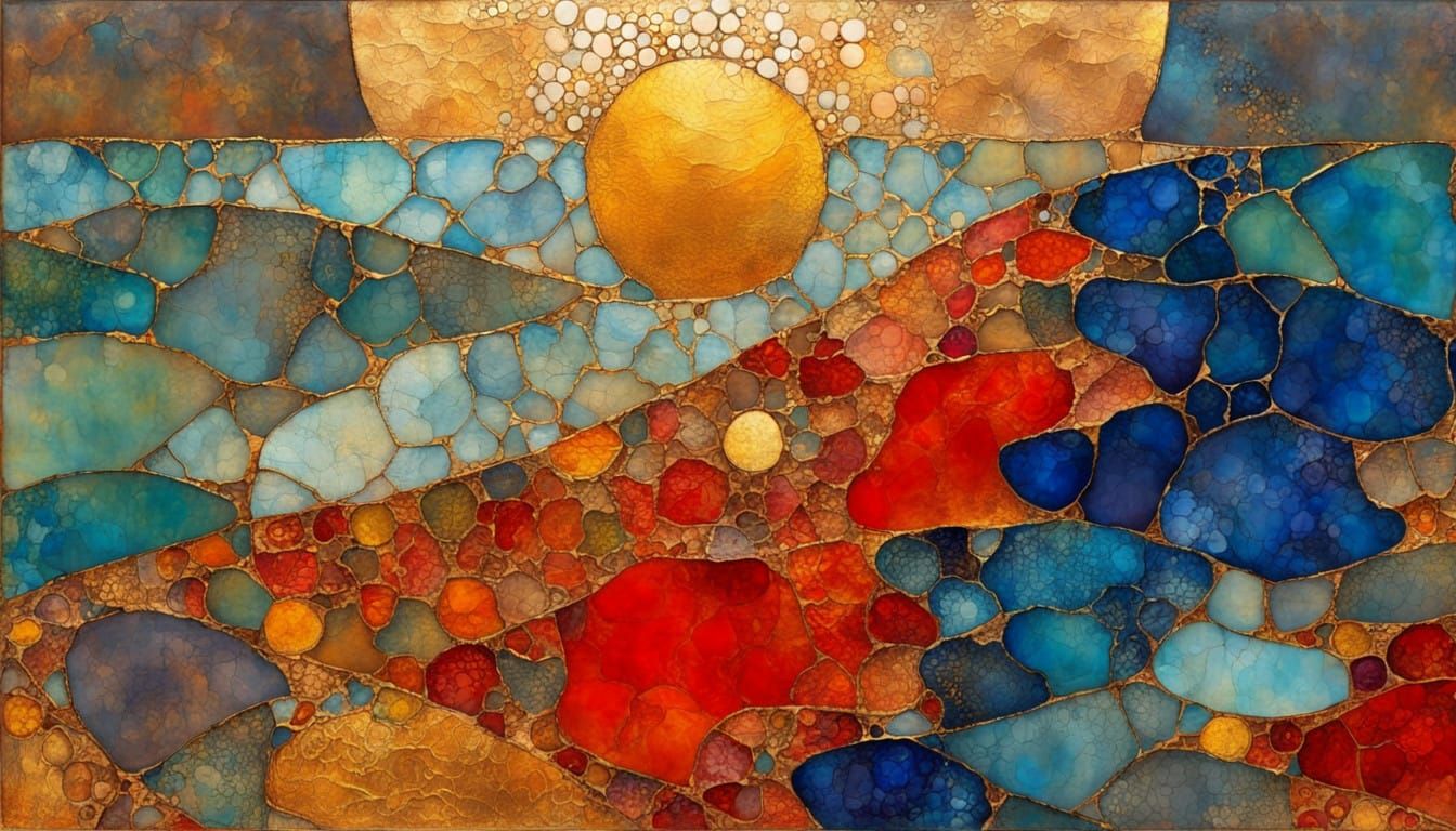 Impasto Ocean Sunset in Earthy Tones