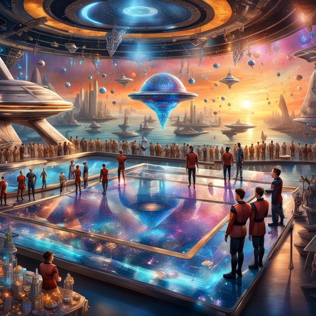 Futuristic Ocean Marketplace Celebration in 8k Resolution