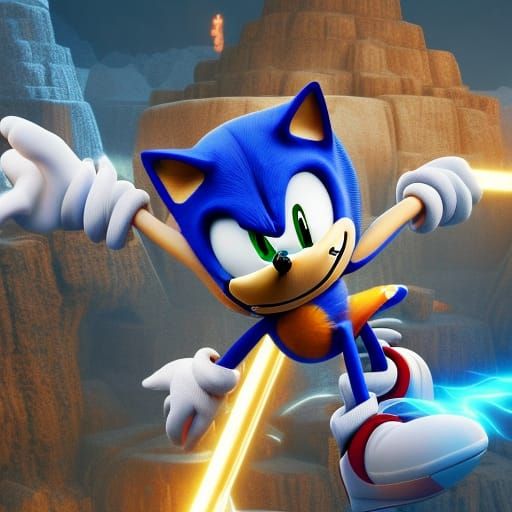Sonic the Hedgehog in 3D Game Cinematic Style
