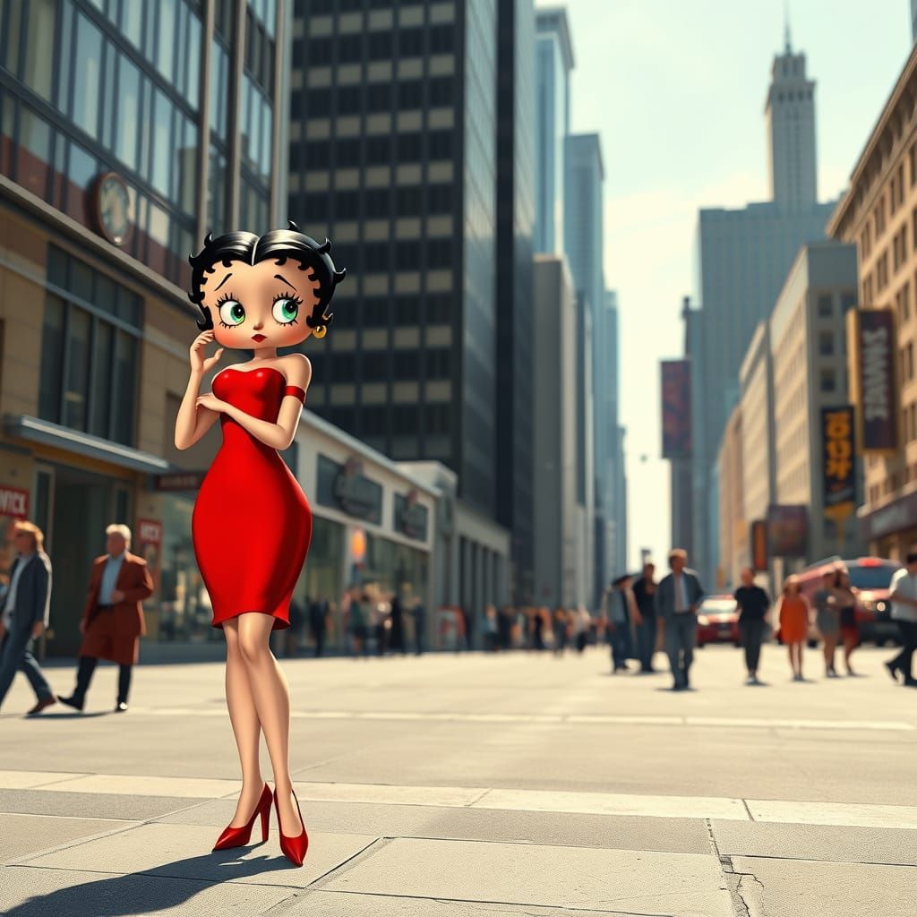 A cartoonishly exaggerated, yet hyper-realistic Betty Boop