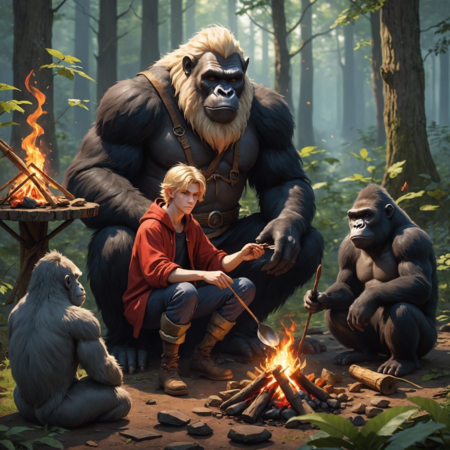 Young Wizard with Familiars: 3D Anime Art