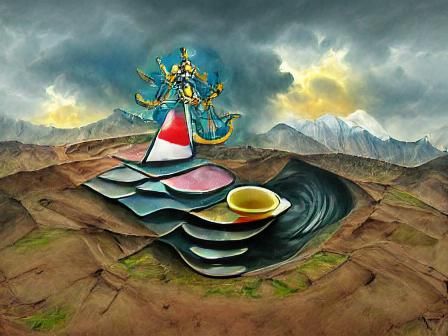 Ace of Cups Landscape in Mid-Century Modern Style
