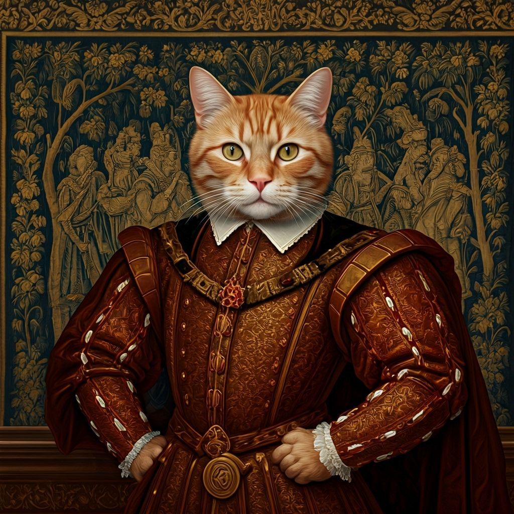Ginger Cat as Henry VIII in Holbein Style