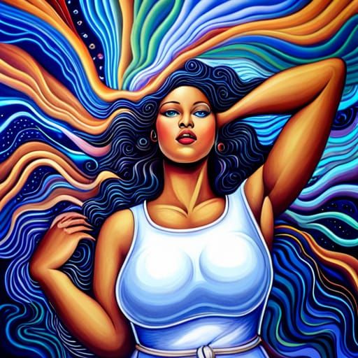 Voluptuous Woman: Ode to Earth in Neon Light