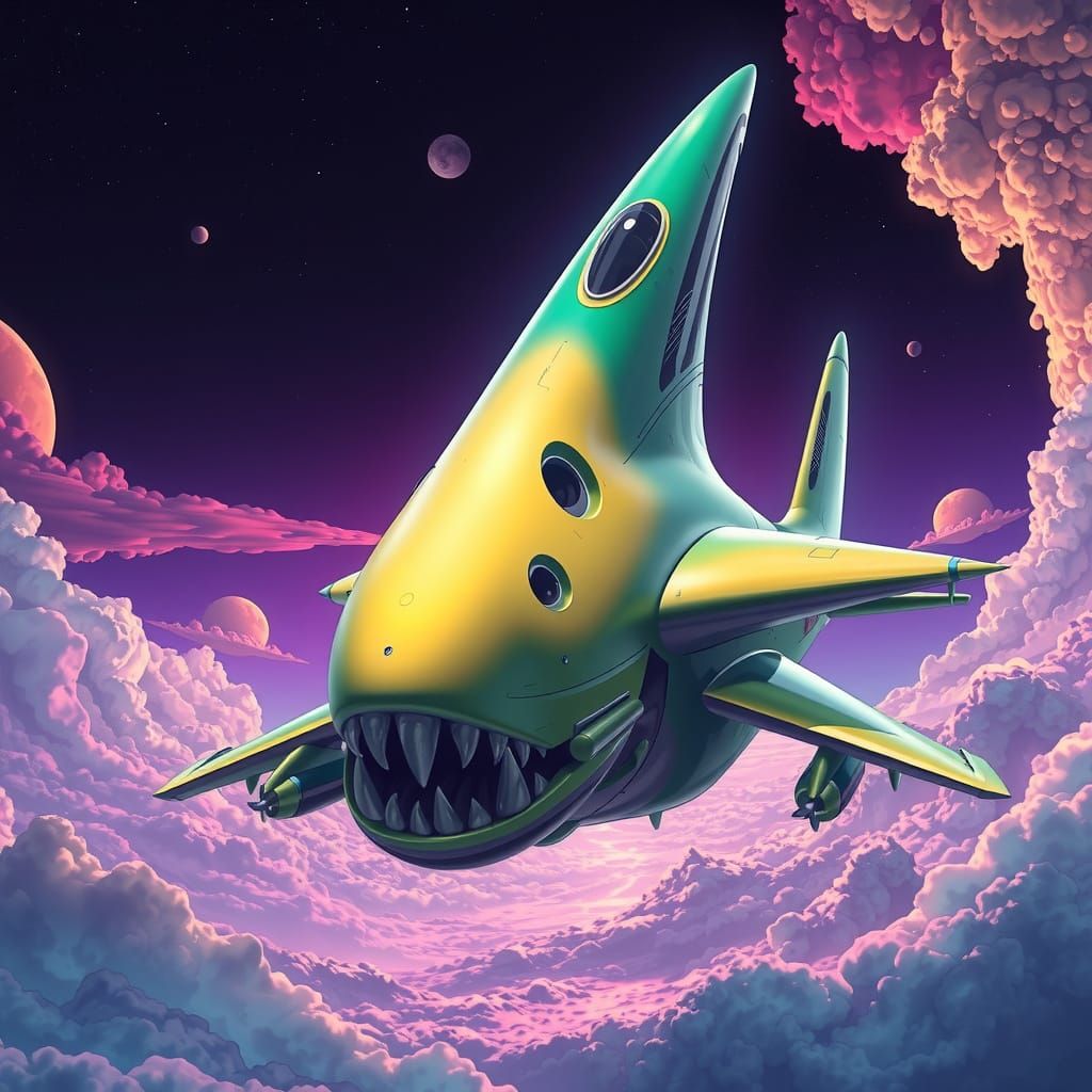 Colossal Slime Fighter Jet in Cosmic Landscape