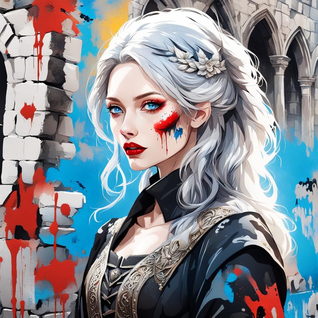 Medieval Princess in Graffiti Art Style