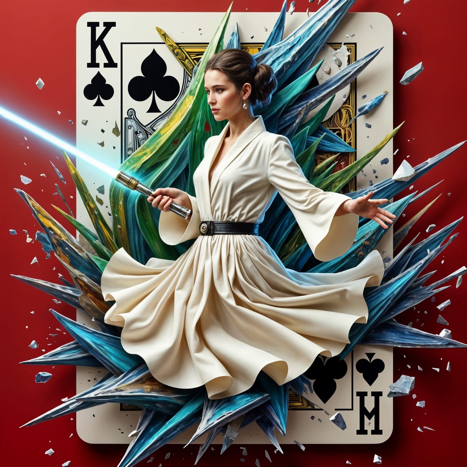 Princess Leia Emerges from a Neo-Impressionist Playing Card