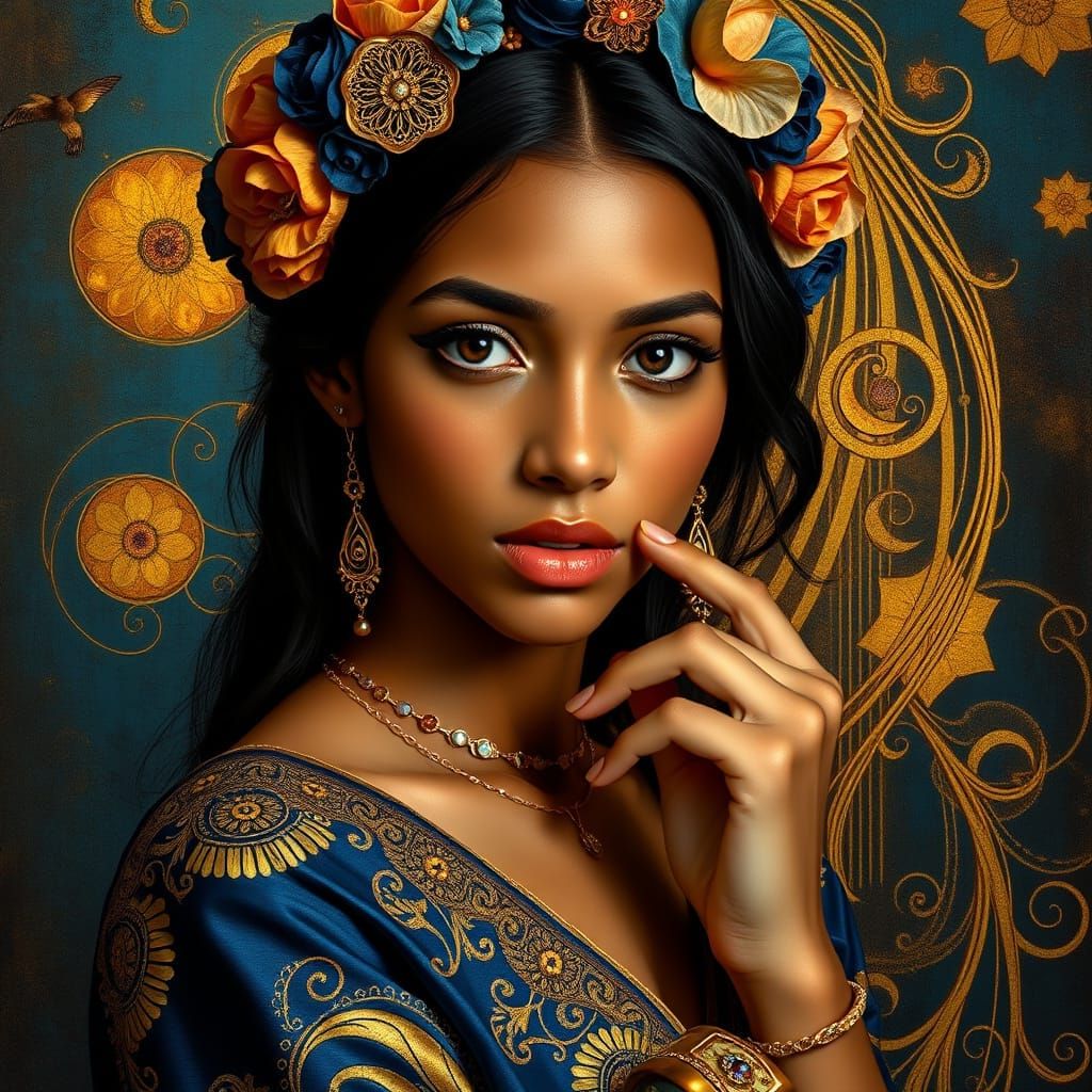 Ethereal Aztec Goddess in Golden Light