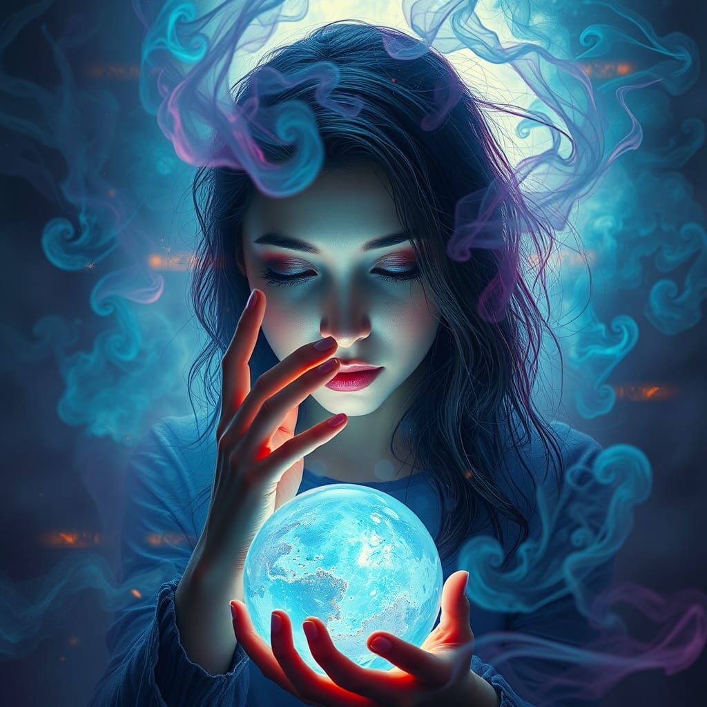 Mystical Crystal Ball Dreamscape in Digital Art