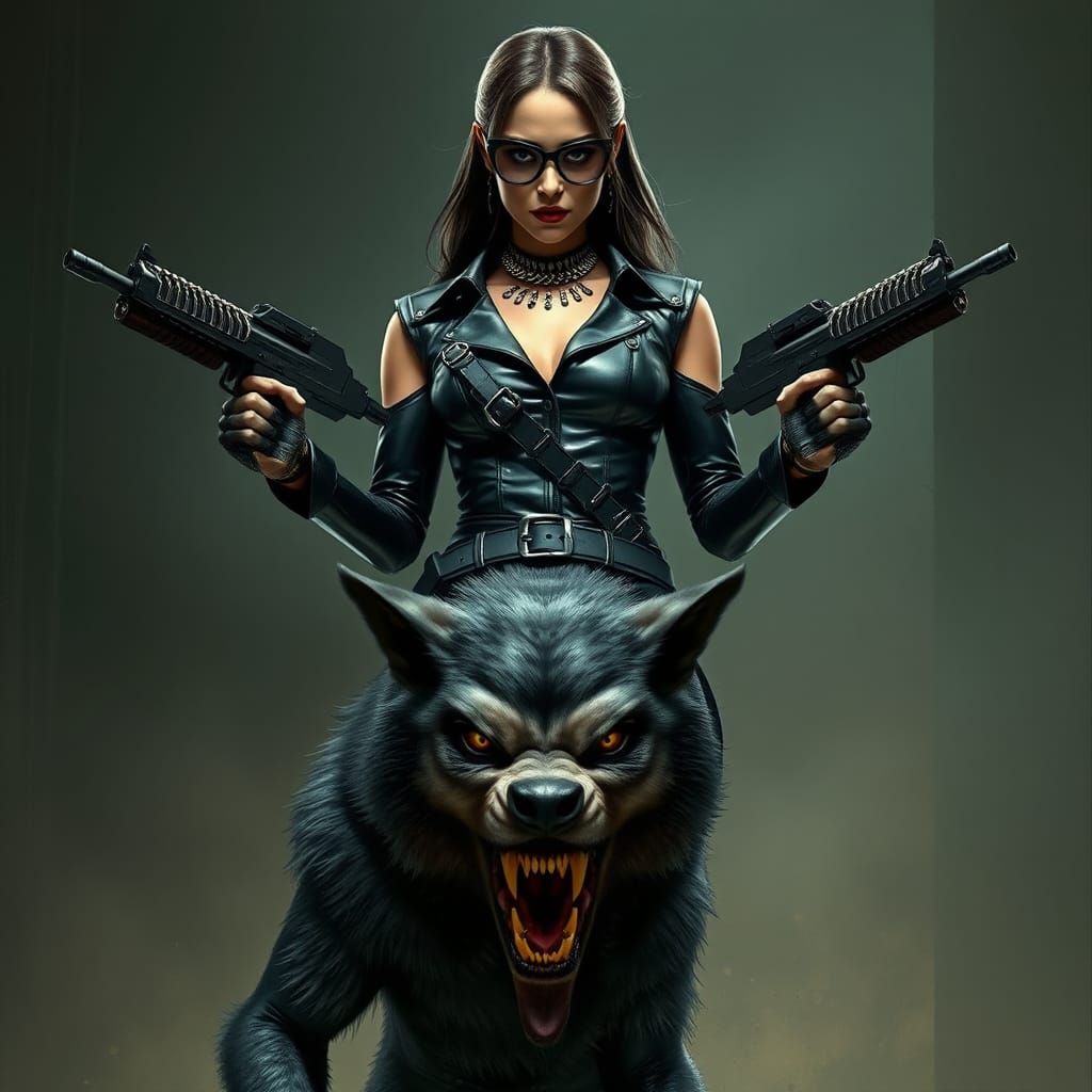 Werewolf Vampire Transformation Watched by Armed Woman