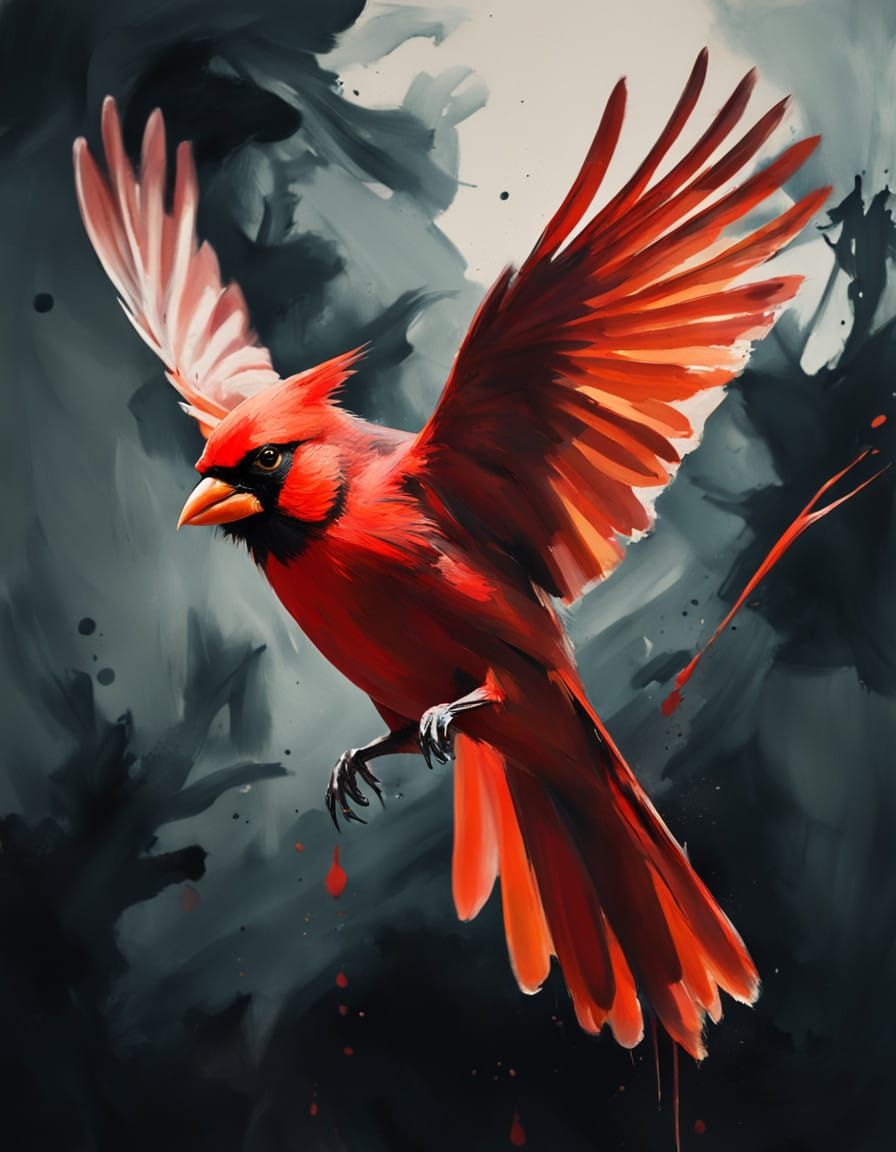 Bird in Cosmic Abstract Expressionism Style