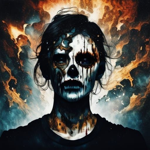 <lora:Silhouette Art AR181:1.0> Mosaic art, horror, human