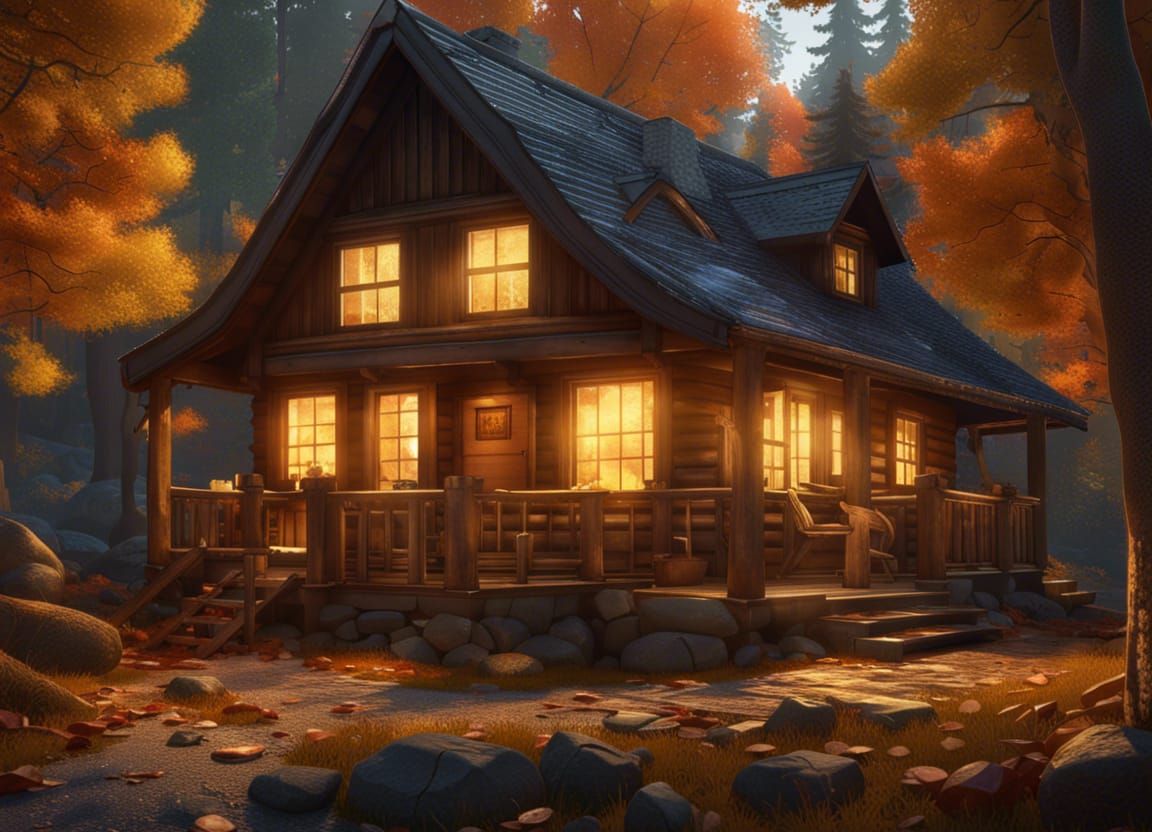 Cozy Autumn Cabin in the Woods