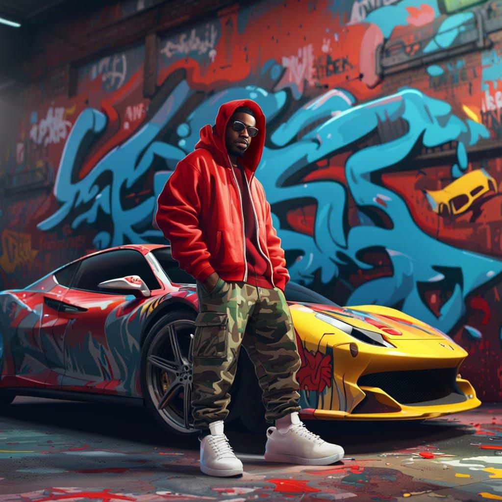 Hip-Hop Rapper in Street Art Scene