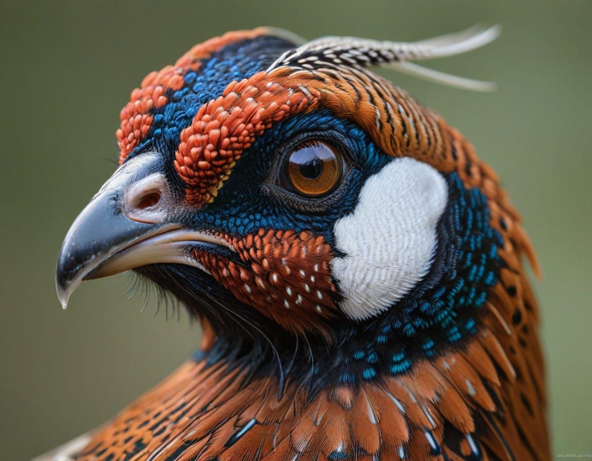 Extreme Close-Up of a Male Pheasant in Sharp Focus
