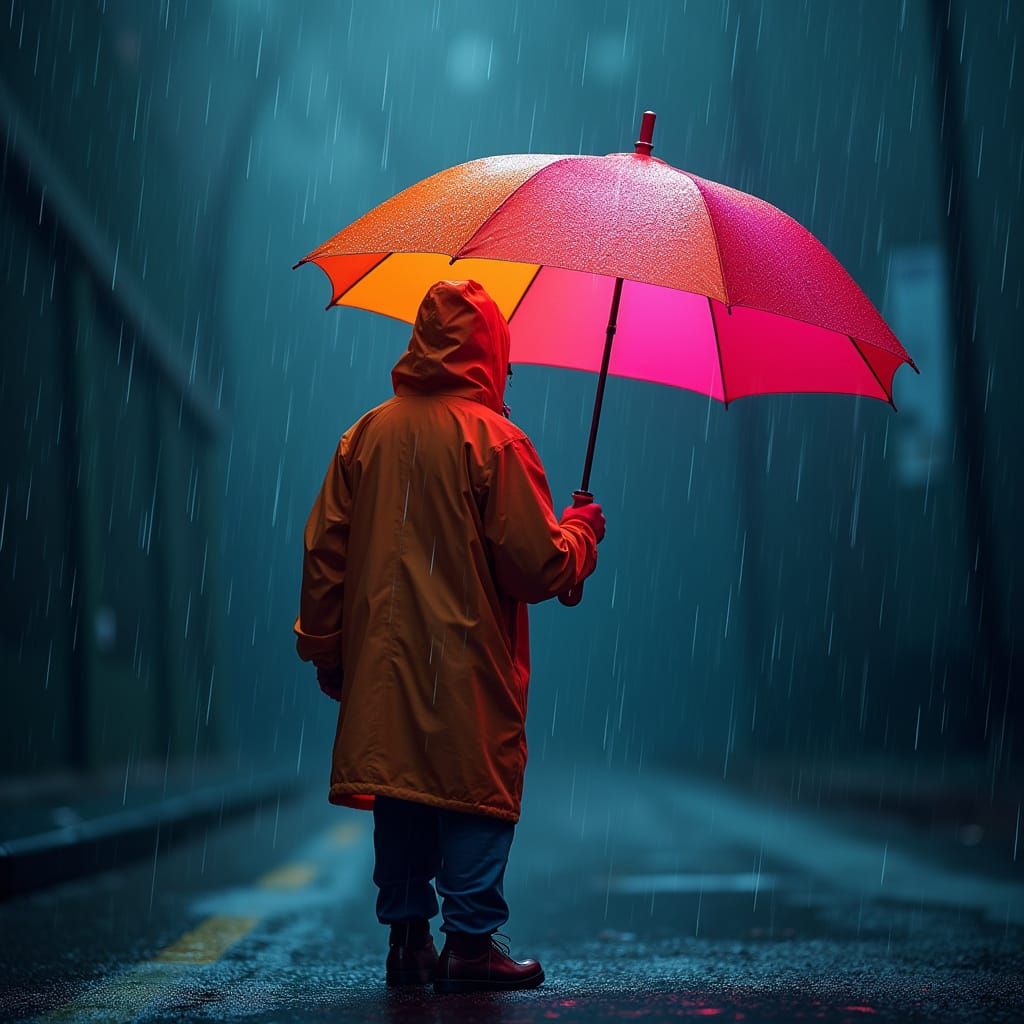 Vibrant Umbrella Stands Strong Against Harsh Weather