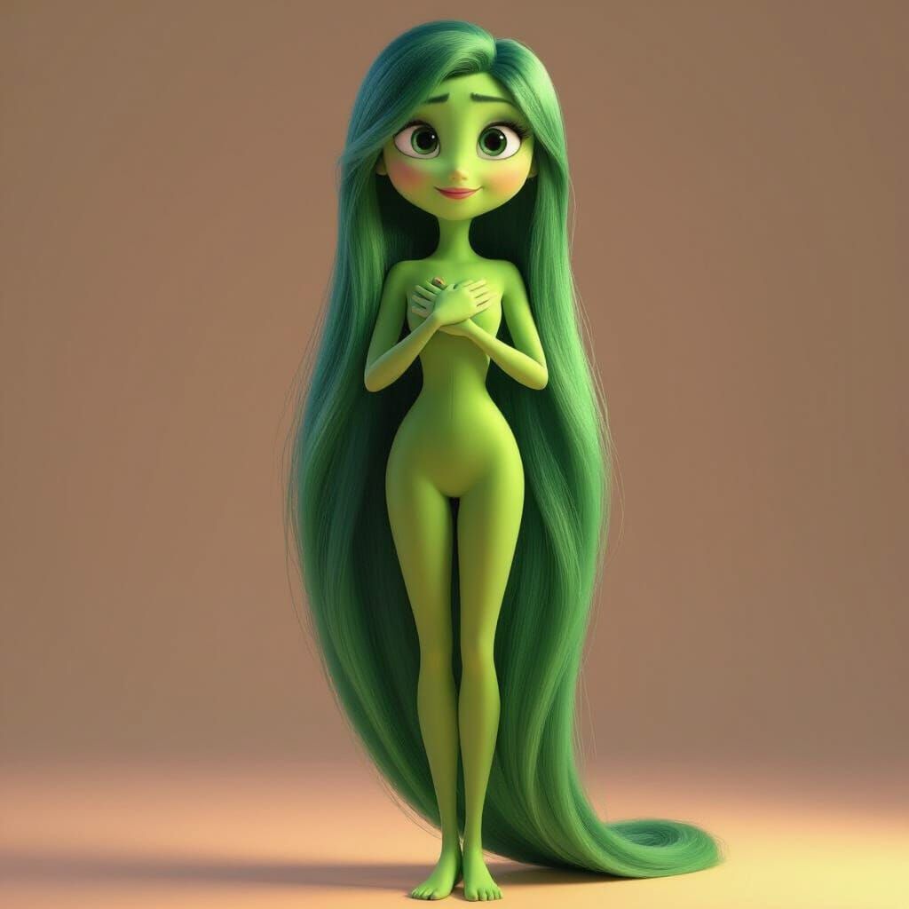 Emerald Green Character in Disney Pixar Inside Out Style