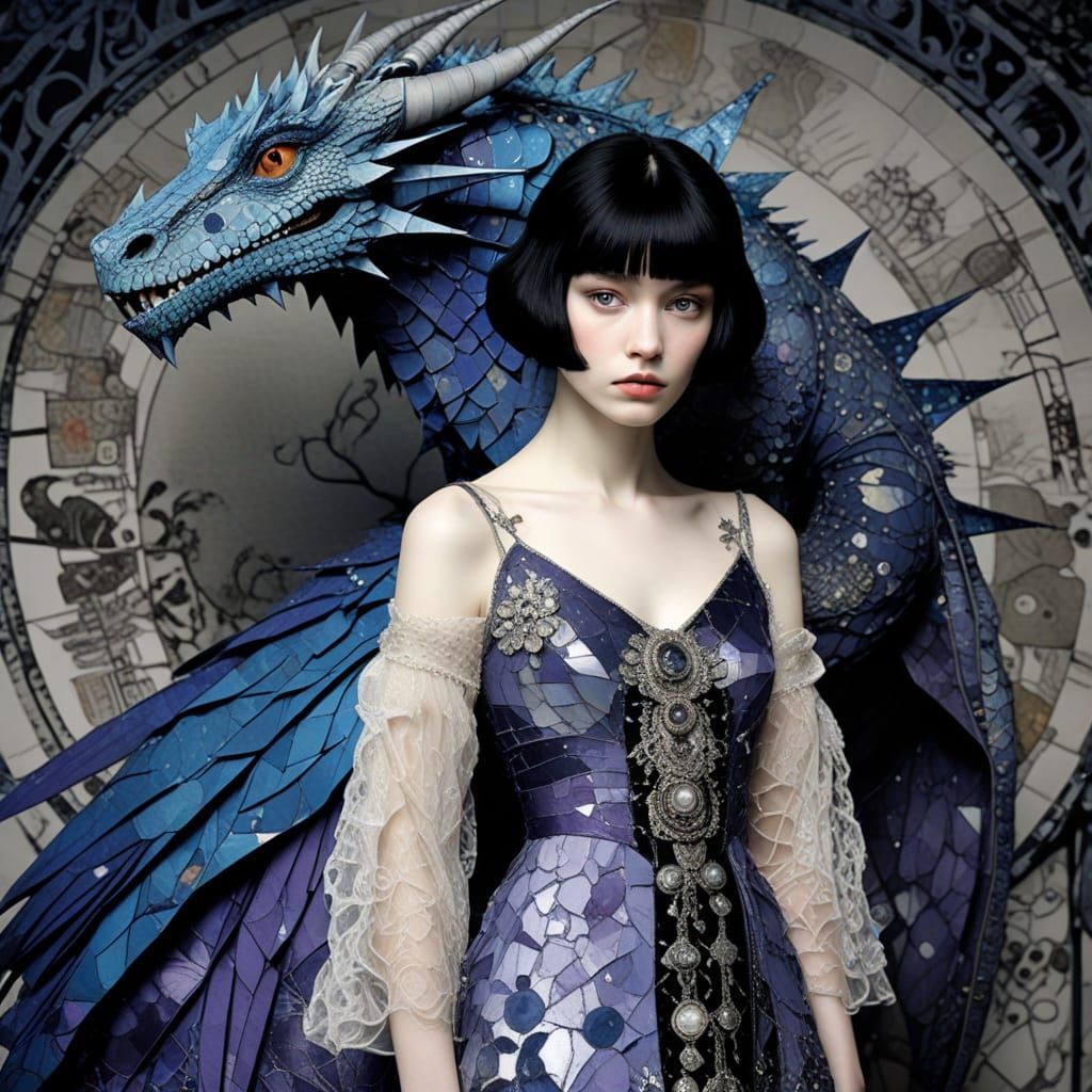 Princess and Dragon in Whimsical Artistic Harmony