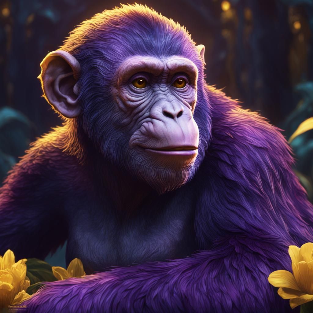 Banana Monkey Concept Art in Dark Fantasy Style