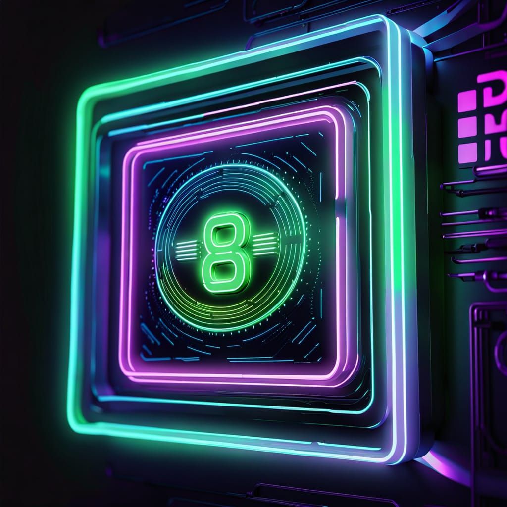 Electric Green Neon Sign in Retro Futuristic Style