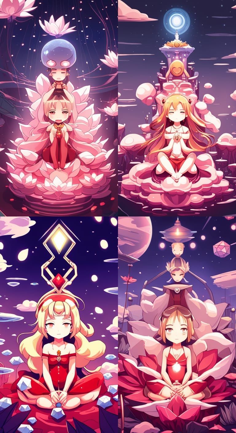 Chibi Goddess on Lotus Throne, Anime Key Visual