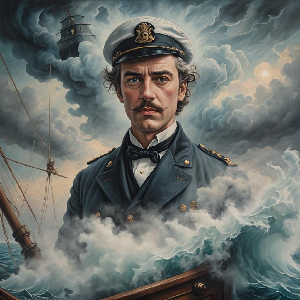 Mystical Captain of the Mists: Surrealist Maritime Art