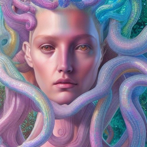 Hyper-Realistic Medusa in Pastel Colors