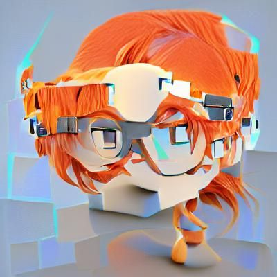 Cute Girl with Orange Hair in 3D