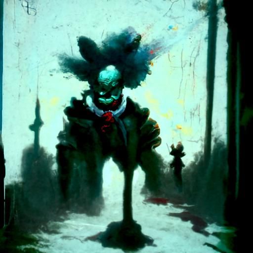 Sinister Krusty the Clown in Fantasy Art Style