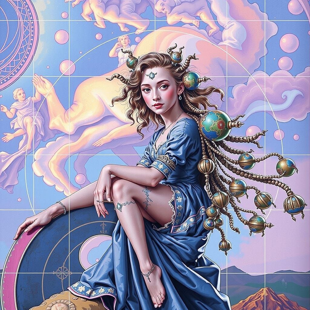 Abstract Geometric Curves in Abstract Art Style