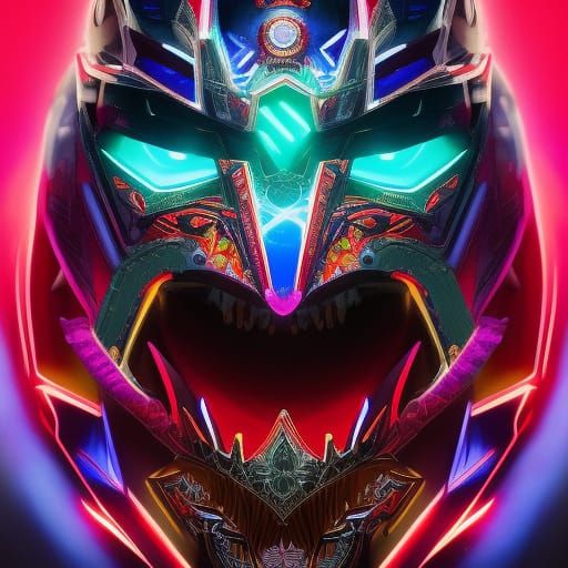 Menacing Cyborg Demon with LED Cloak