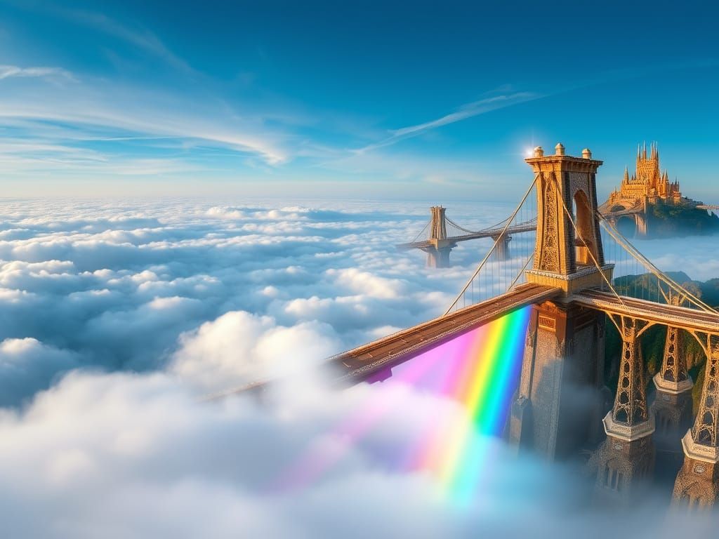 Ethereal Bifrost Bridge in Vibrant Rainbow Hues
