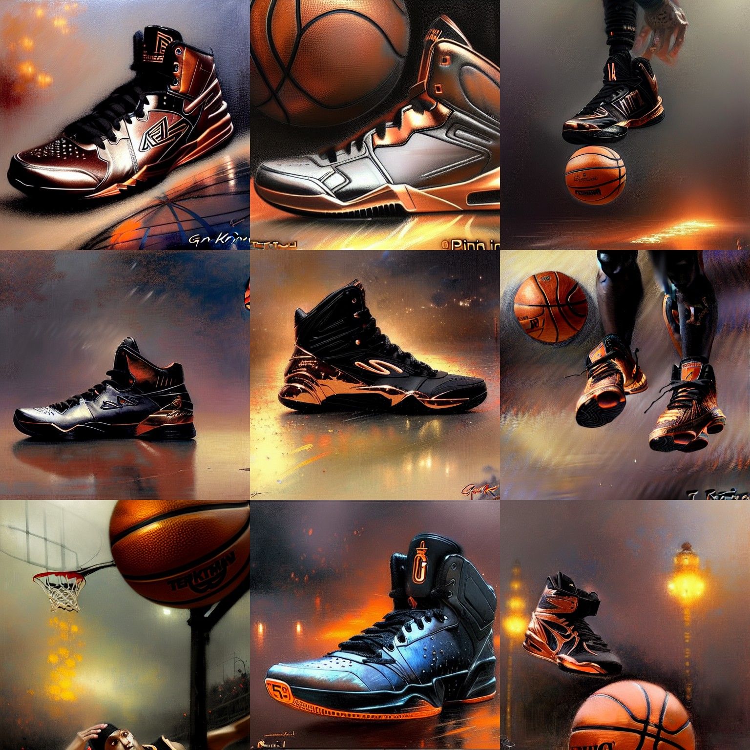 Black and Copper Basketball Shoes in Ethereal Style