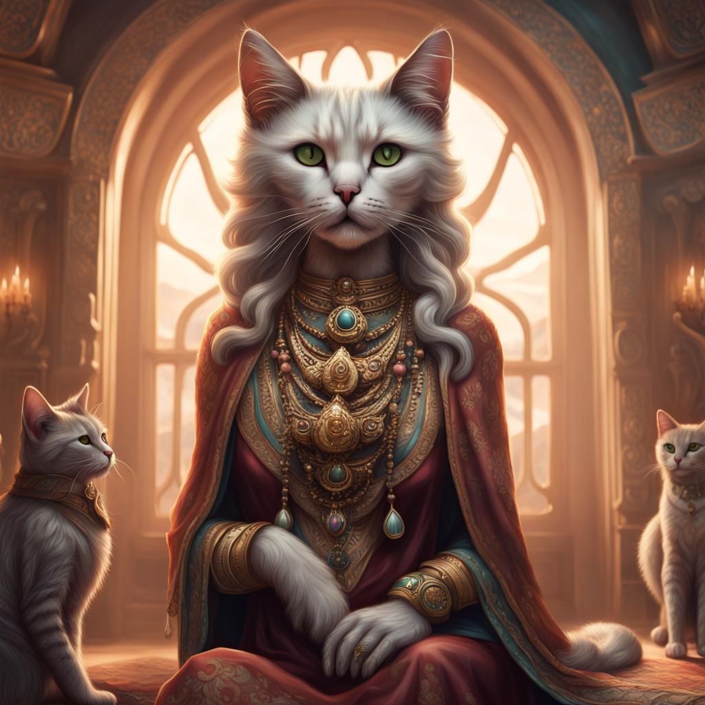 Anthro Cat Mother Goddess Digital Painting
