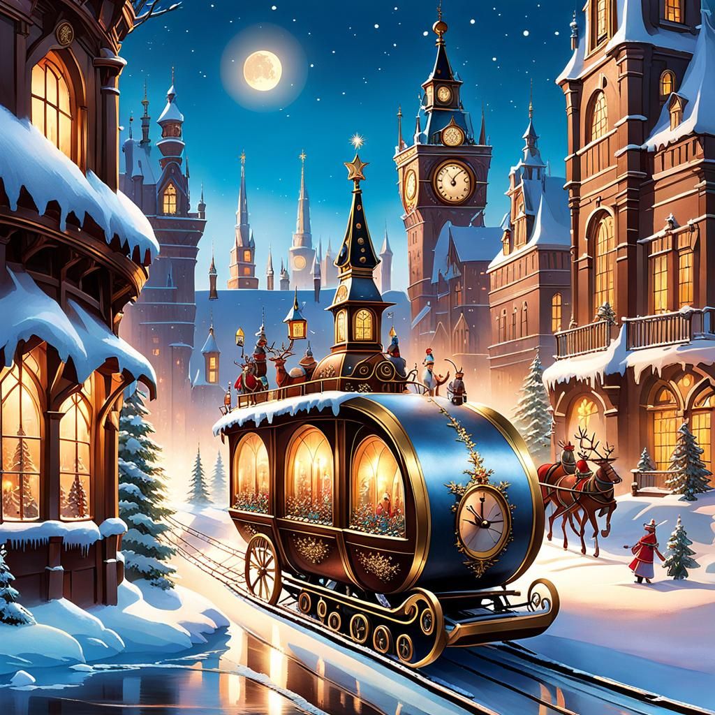 Steampunk Winter Wonderland with Mechanical Reindeer